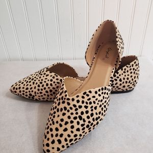 10 M Qupid Womens Leopard Suede Flats